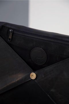 Parisi Vintage Black Leather Clutch Bag