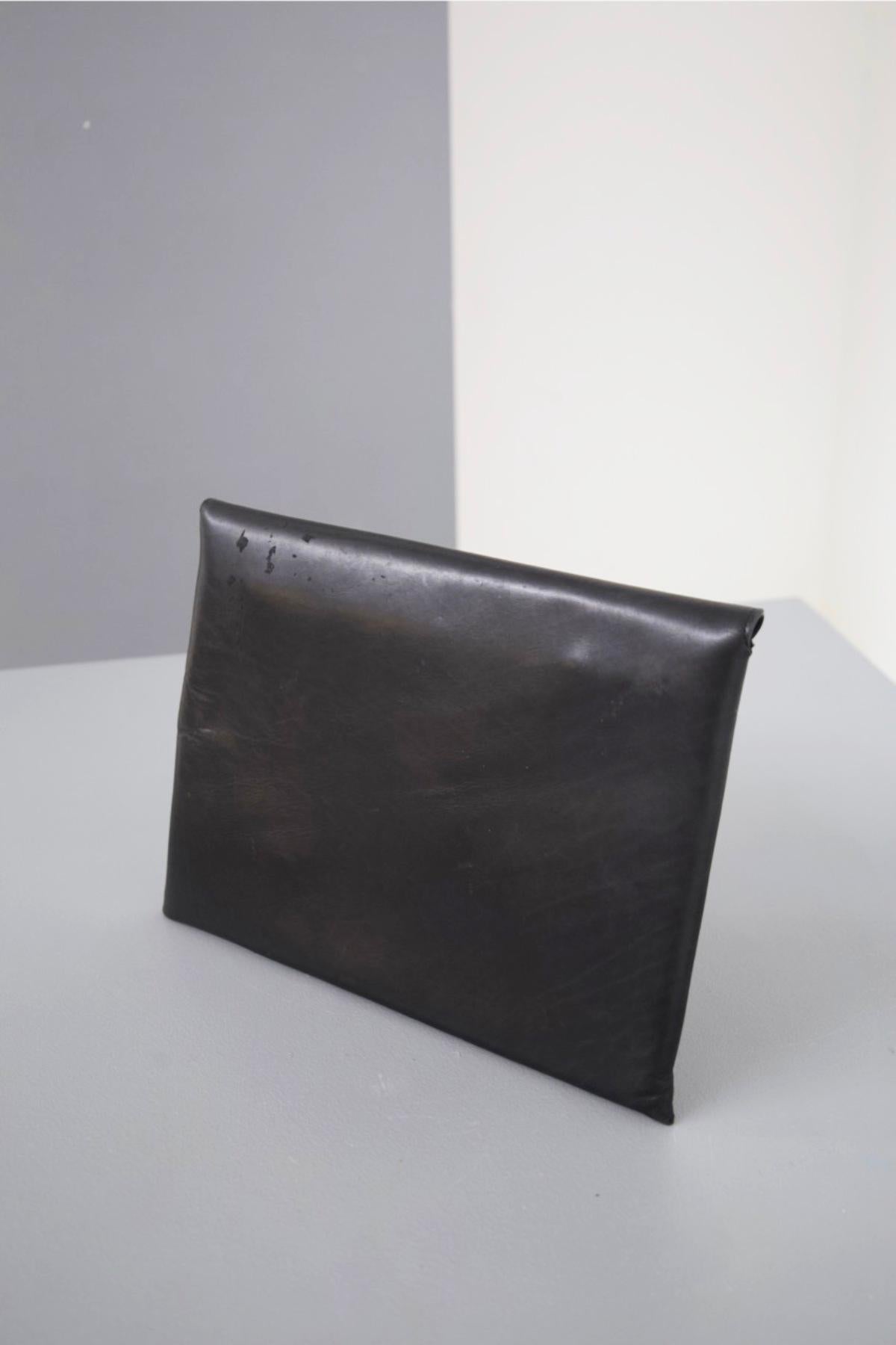 Parisi Vintage Black Leather Clutch Bag In Good Condition For Sale In Milano, IT