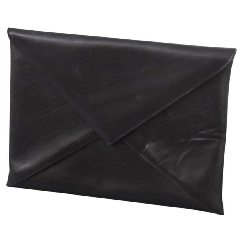 Parisi Vintage Clutch aus schwarzem Leder im Angebot