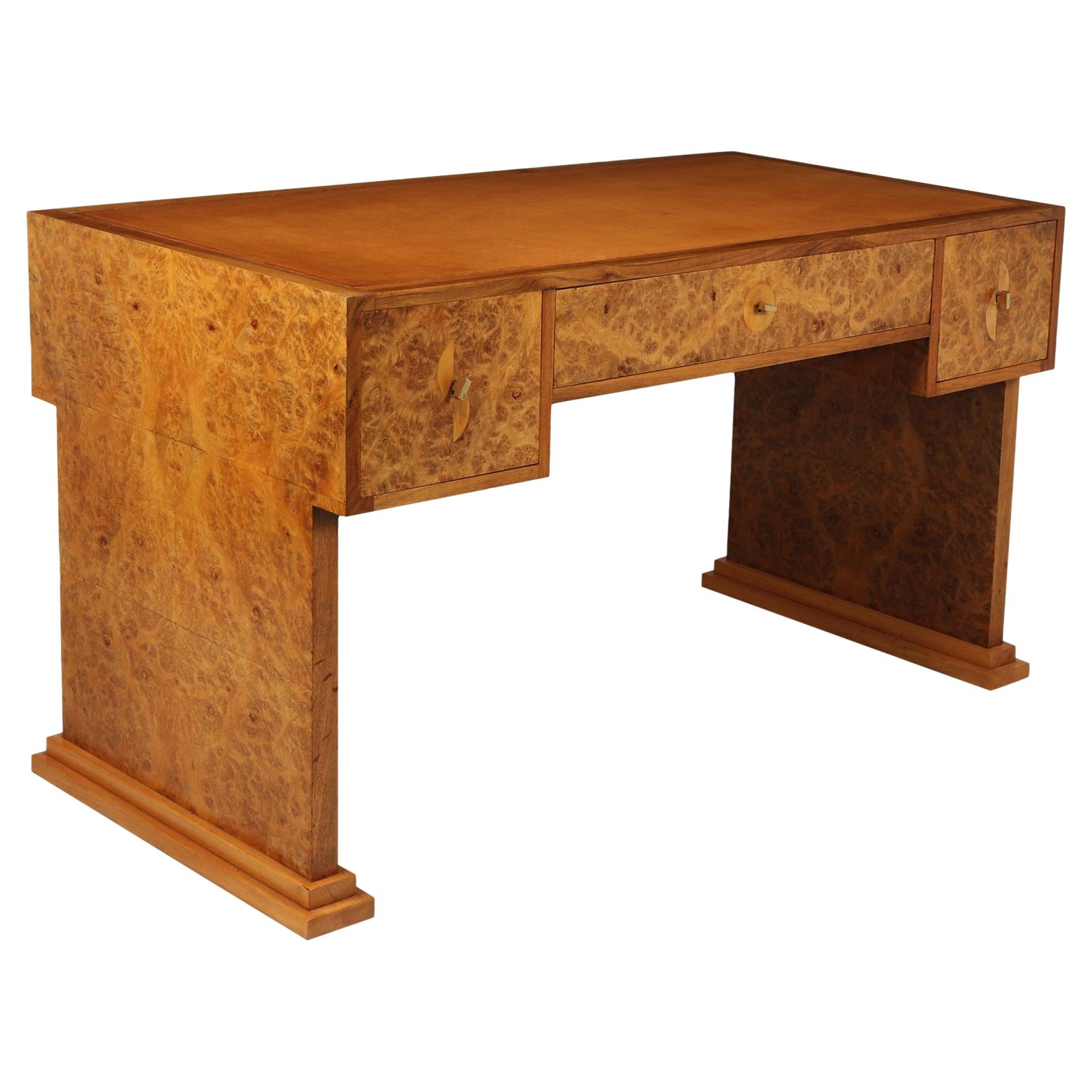 Parisian Art Deco Desk in Burr Maple, C1925