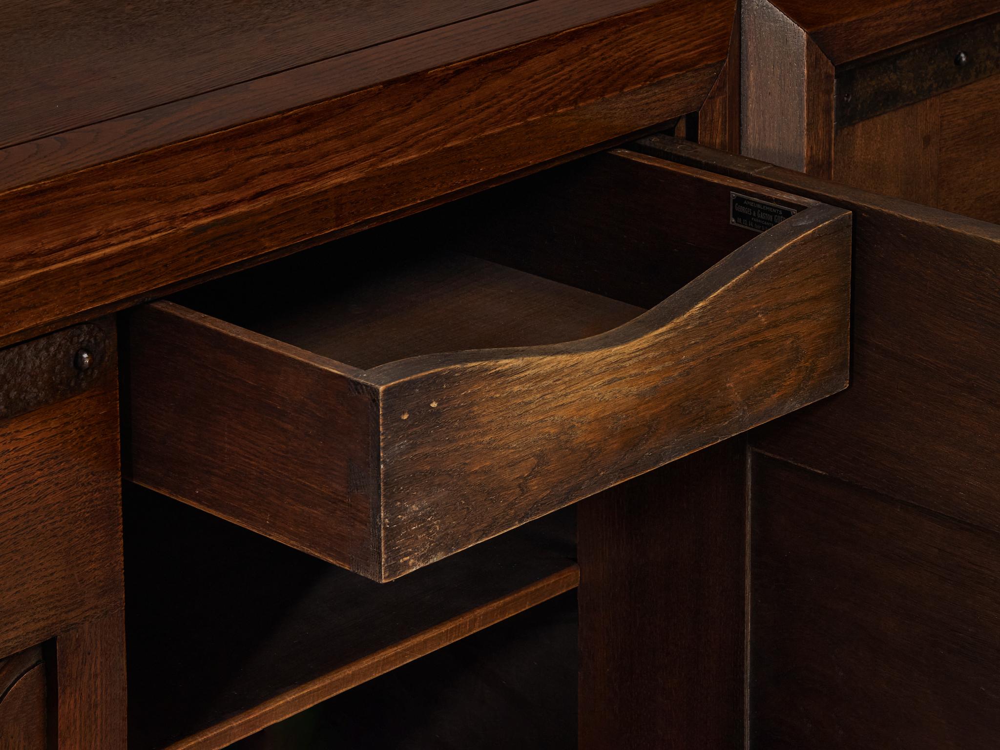 Parisian Art Deco Sideboard in Solid Oak with Iron Elements in vendita 3
