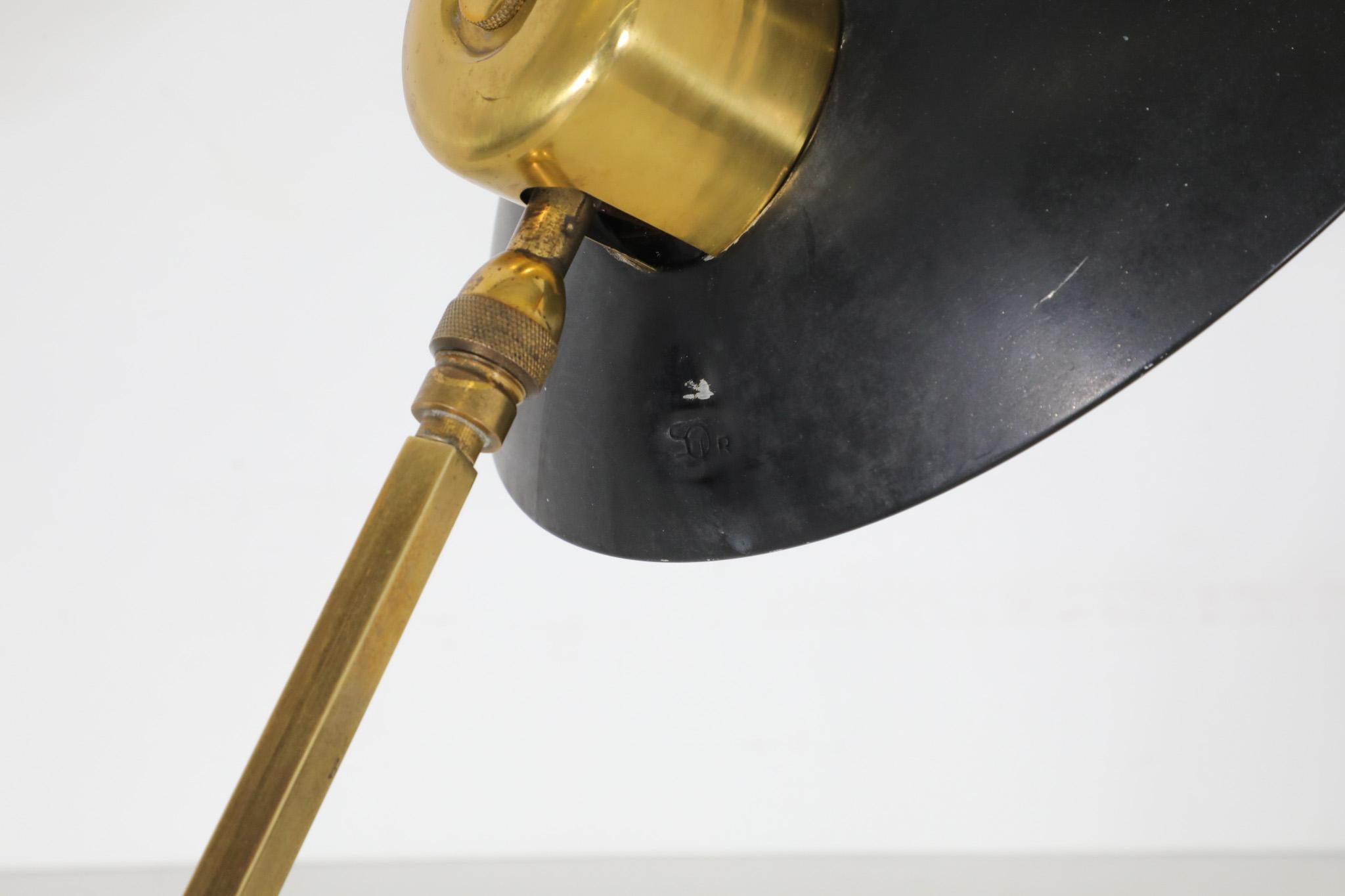Lampe de bureau parisienne en laiton et émail noir par Ferdinand Solère, 1950 en vente 9
