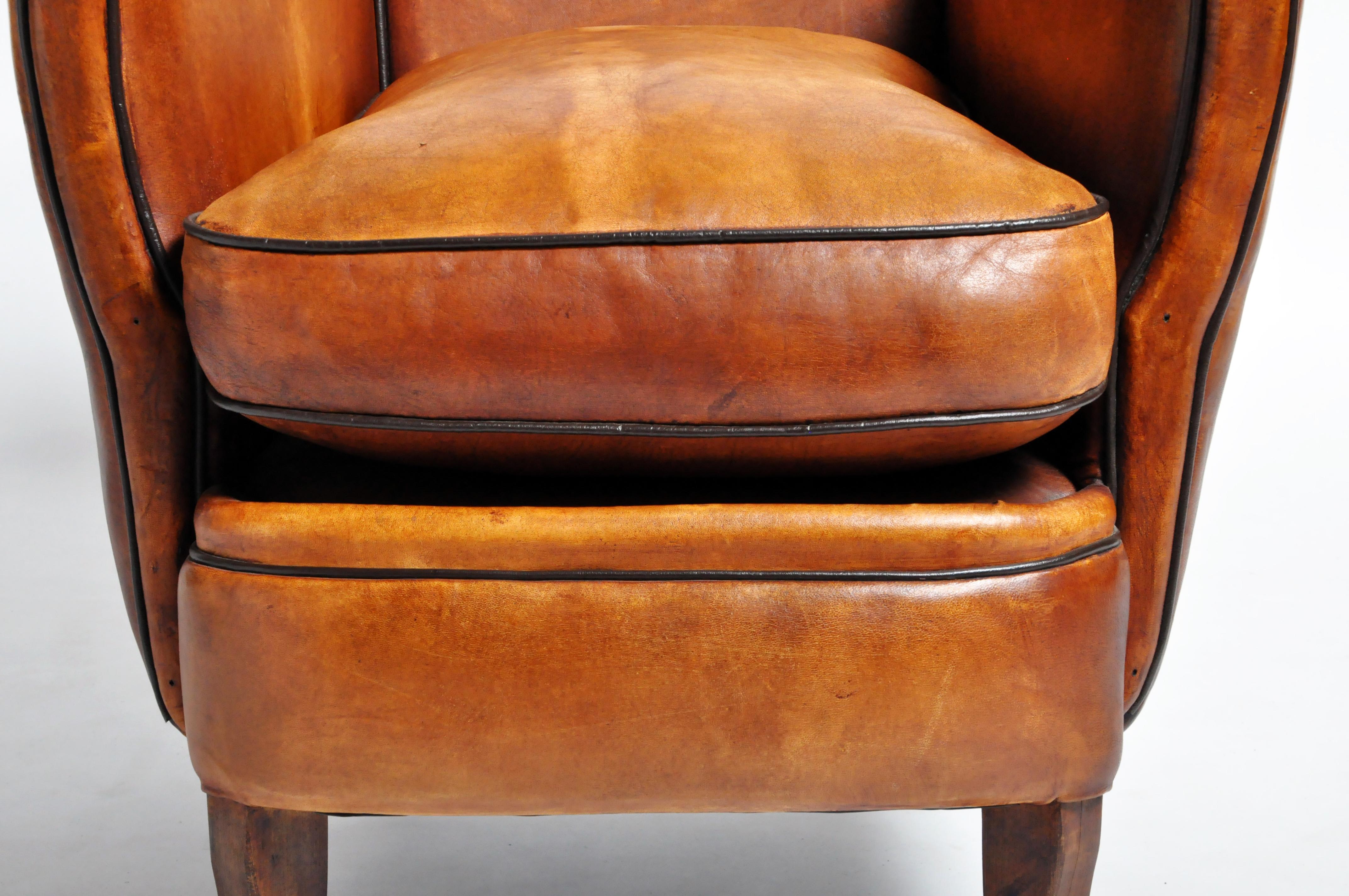 Parisian Brown Leather Armchair 4