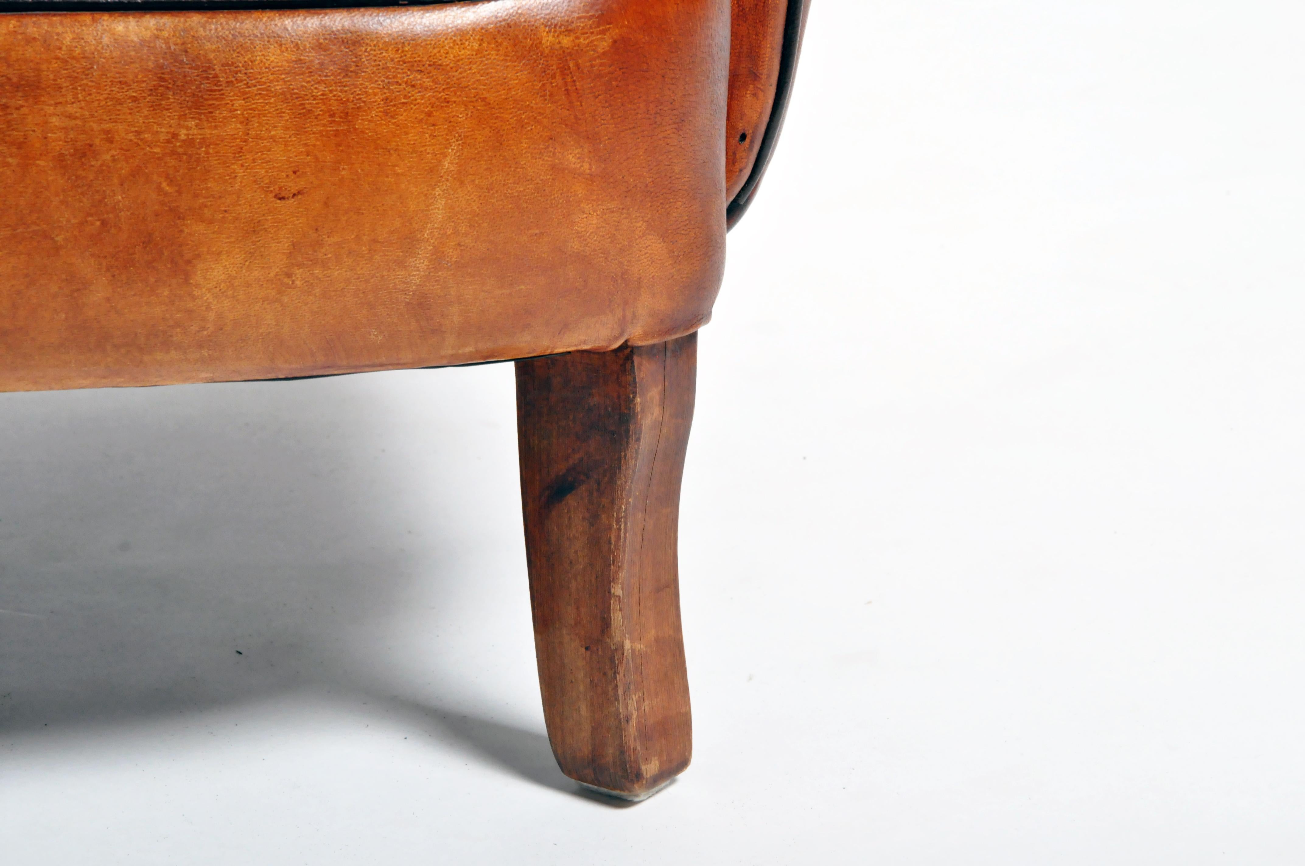 Parisian Brown Leather Armchair 6