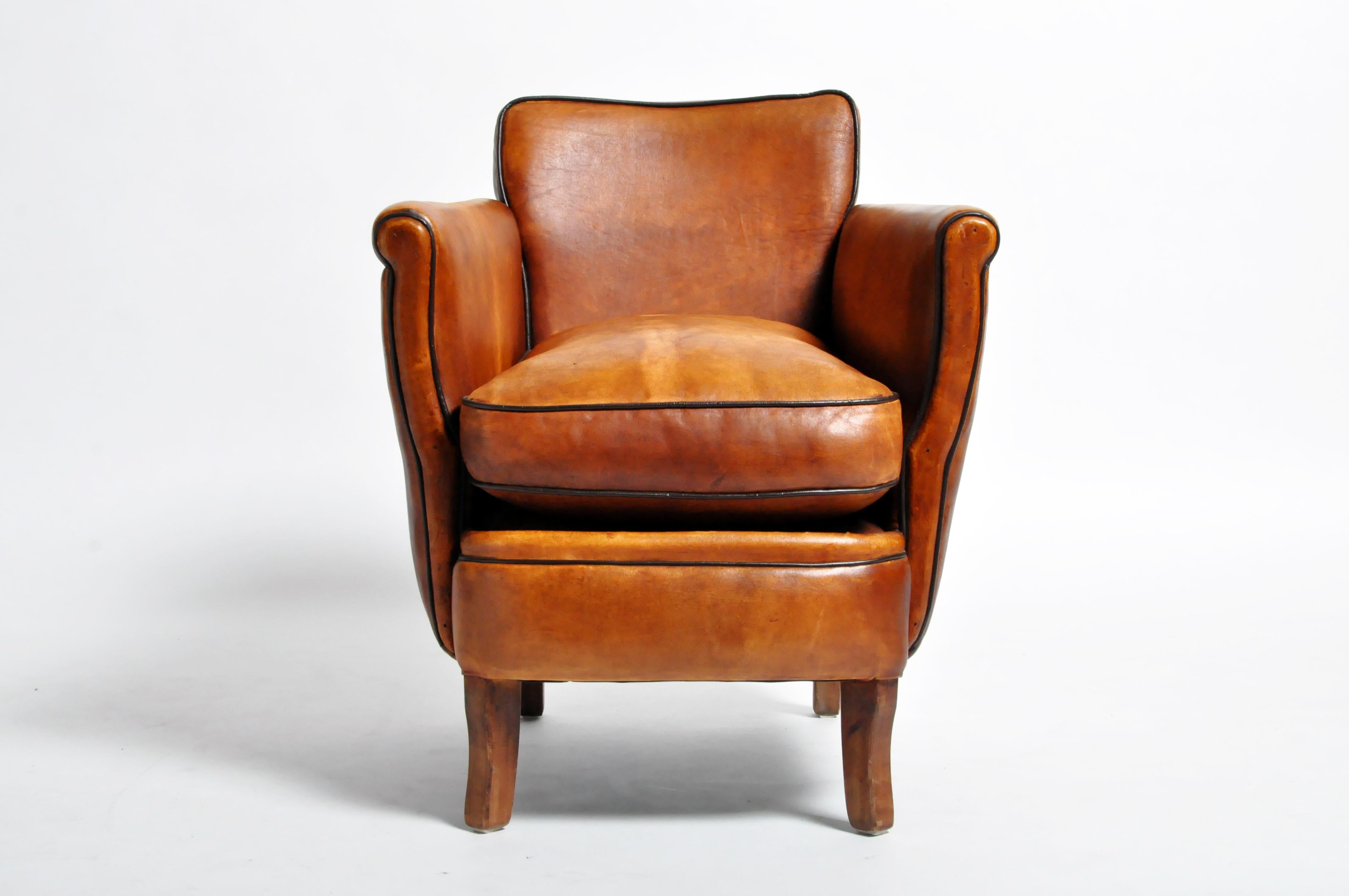 Parisian Brown Leather Armchair 14