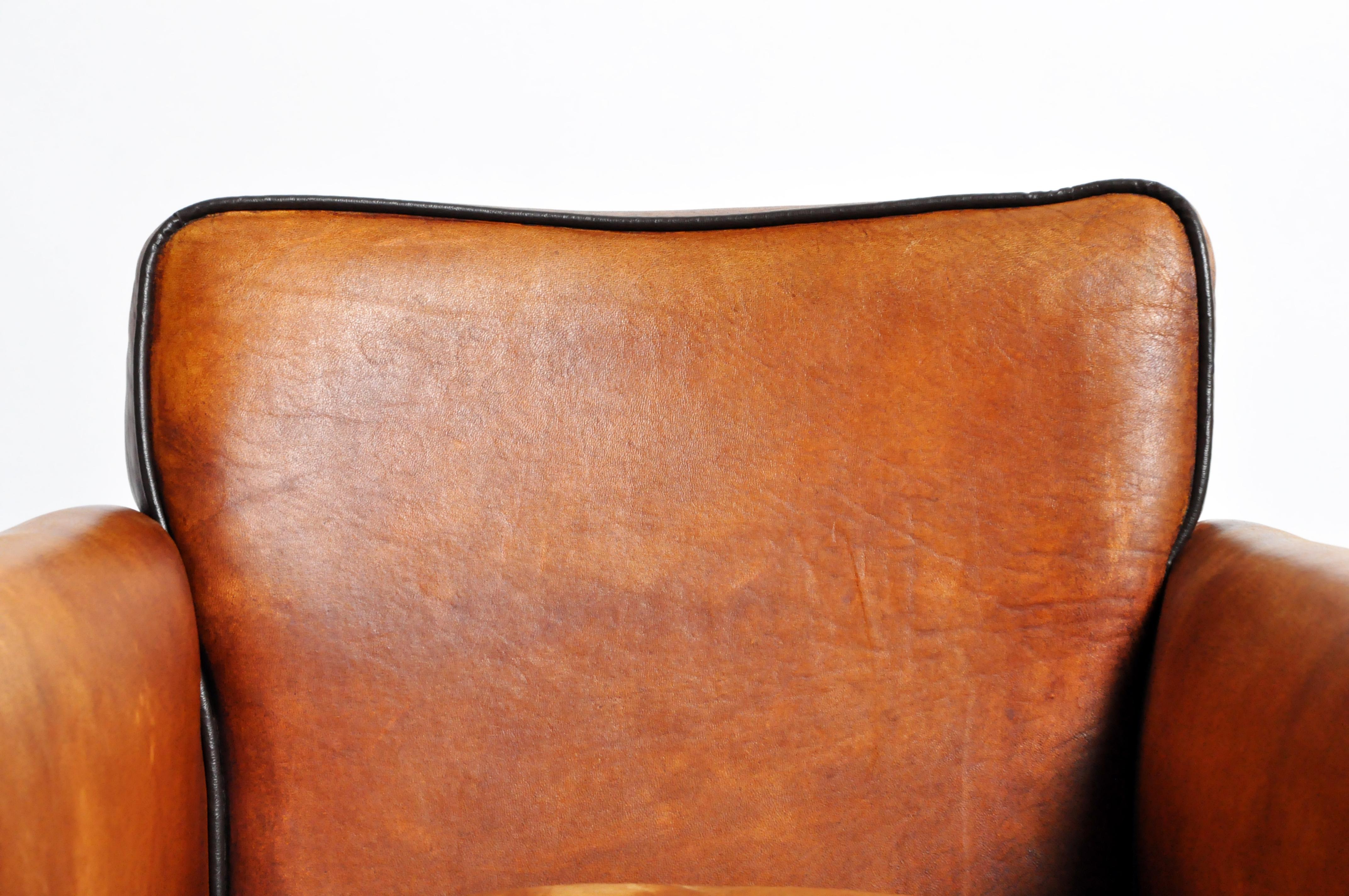 Contemporary Parisian Brown Leather Armchair