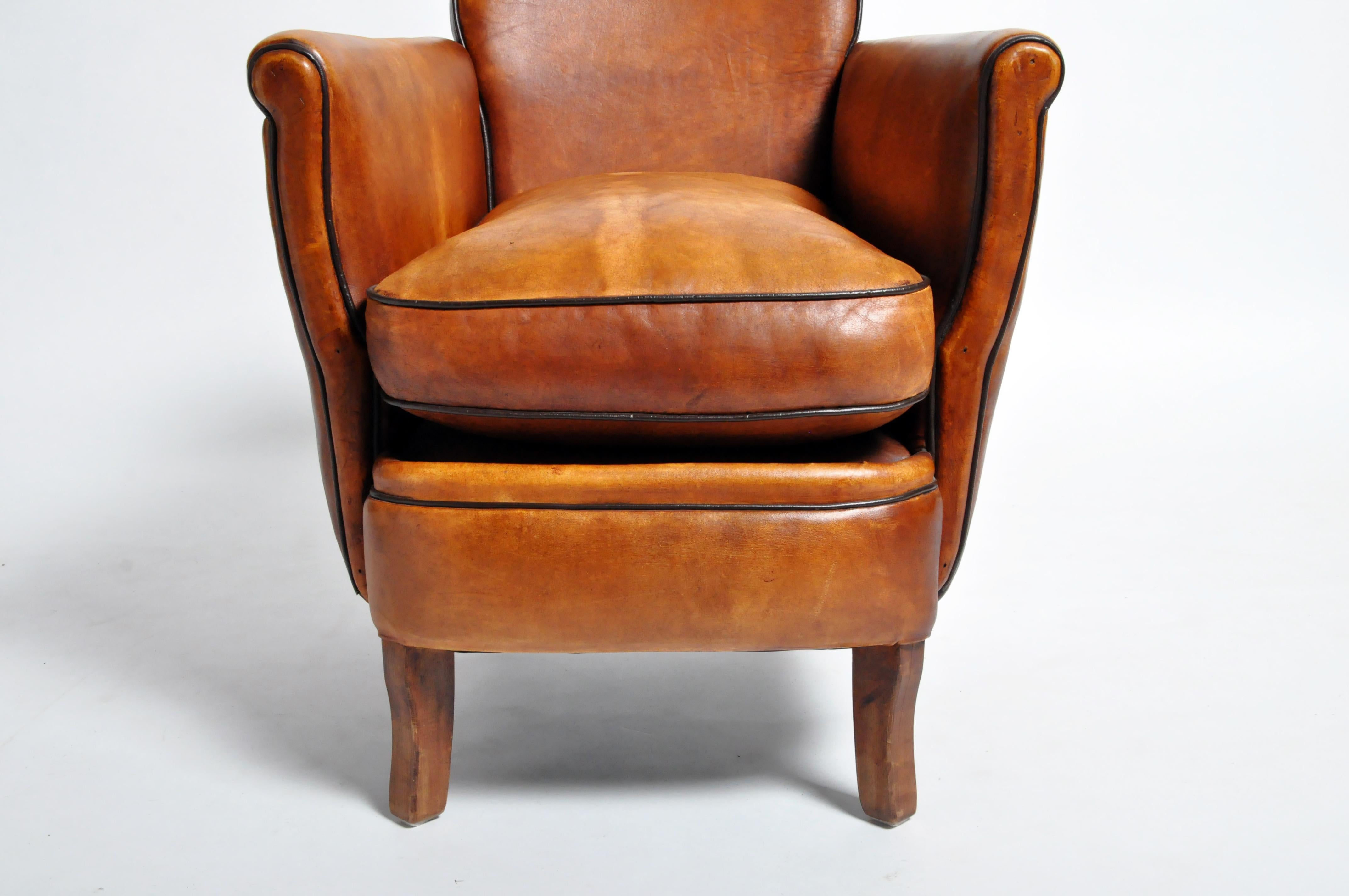 Parisian Brown Leather Armchair 1