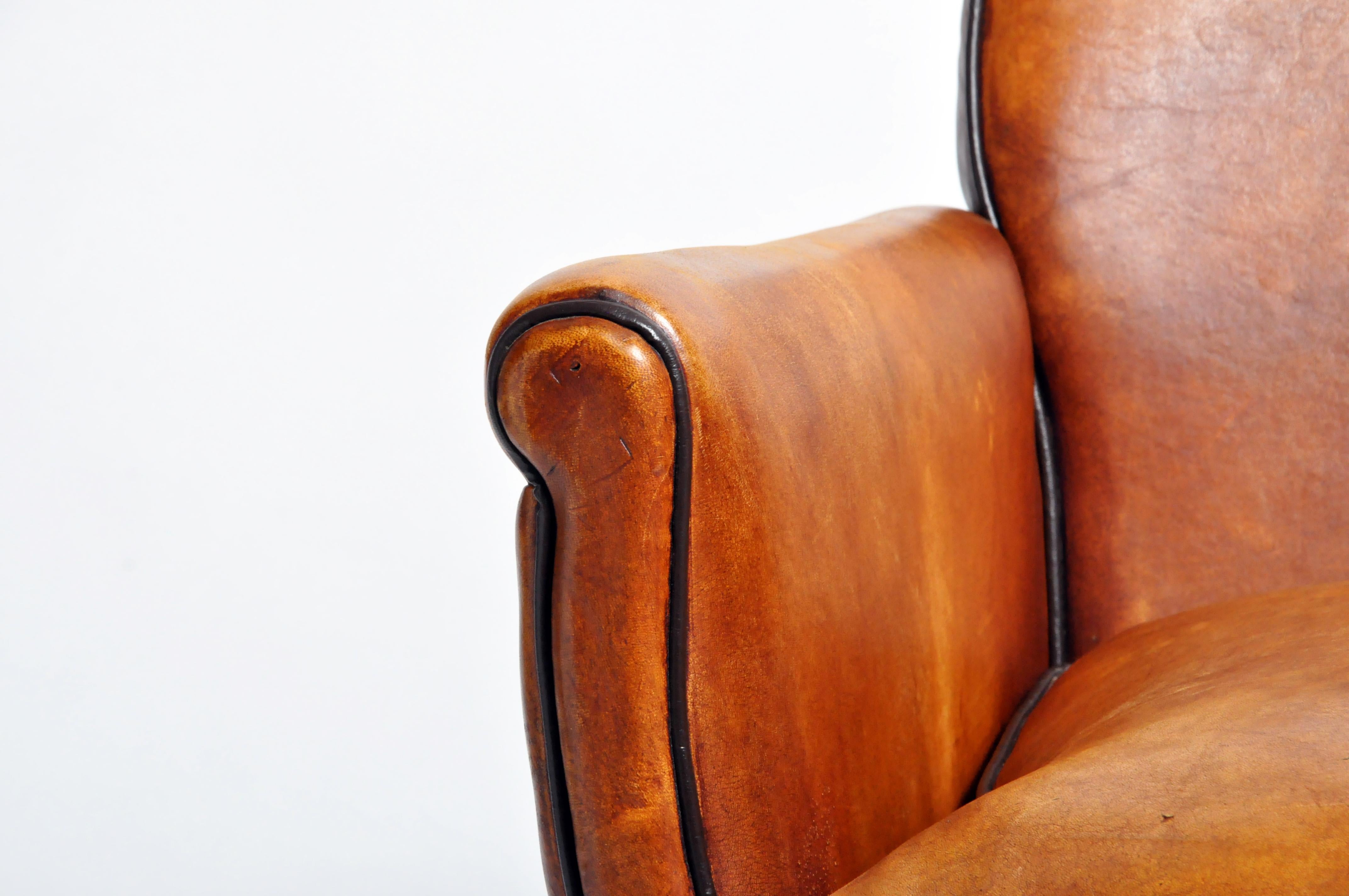 Parisian Brown Leather Armchair 2
