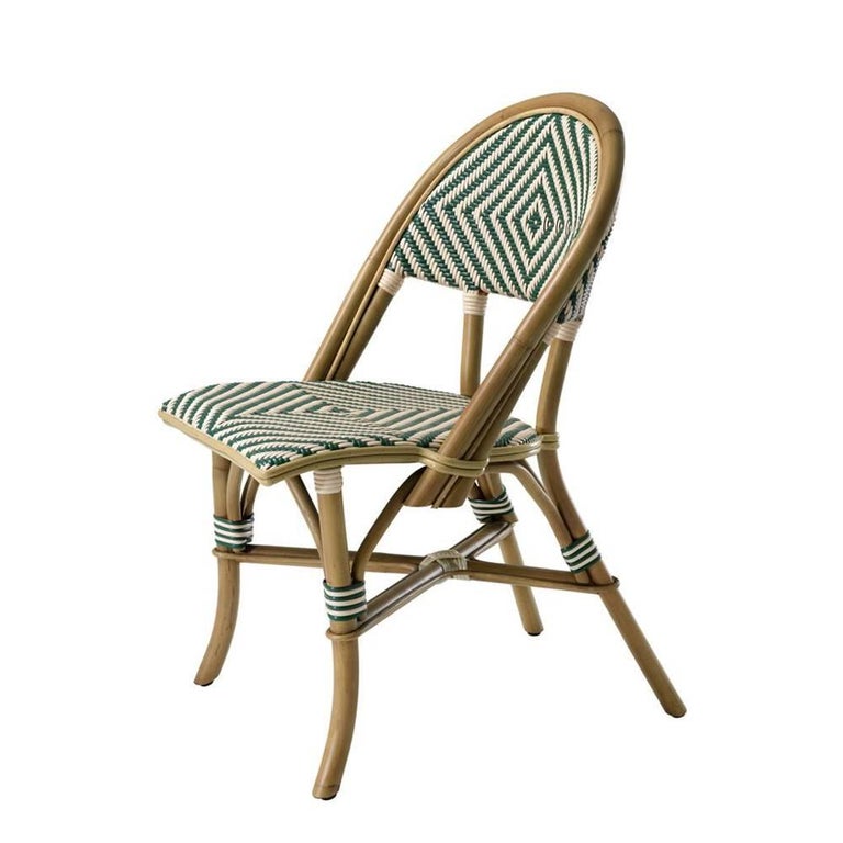 Parisian Café Green Chair in Natural Rattan at 1stDibs