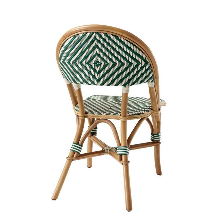 Parisian Café Green Chair in Natural Rattan at 1stDibs