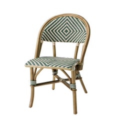 Parisian Café Green Chair in Natural Rattan