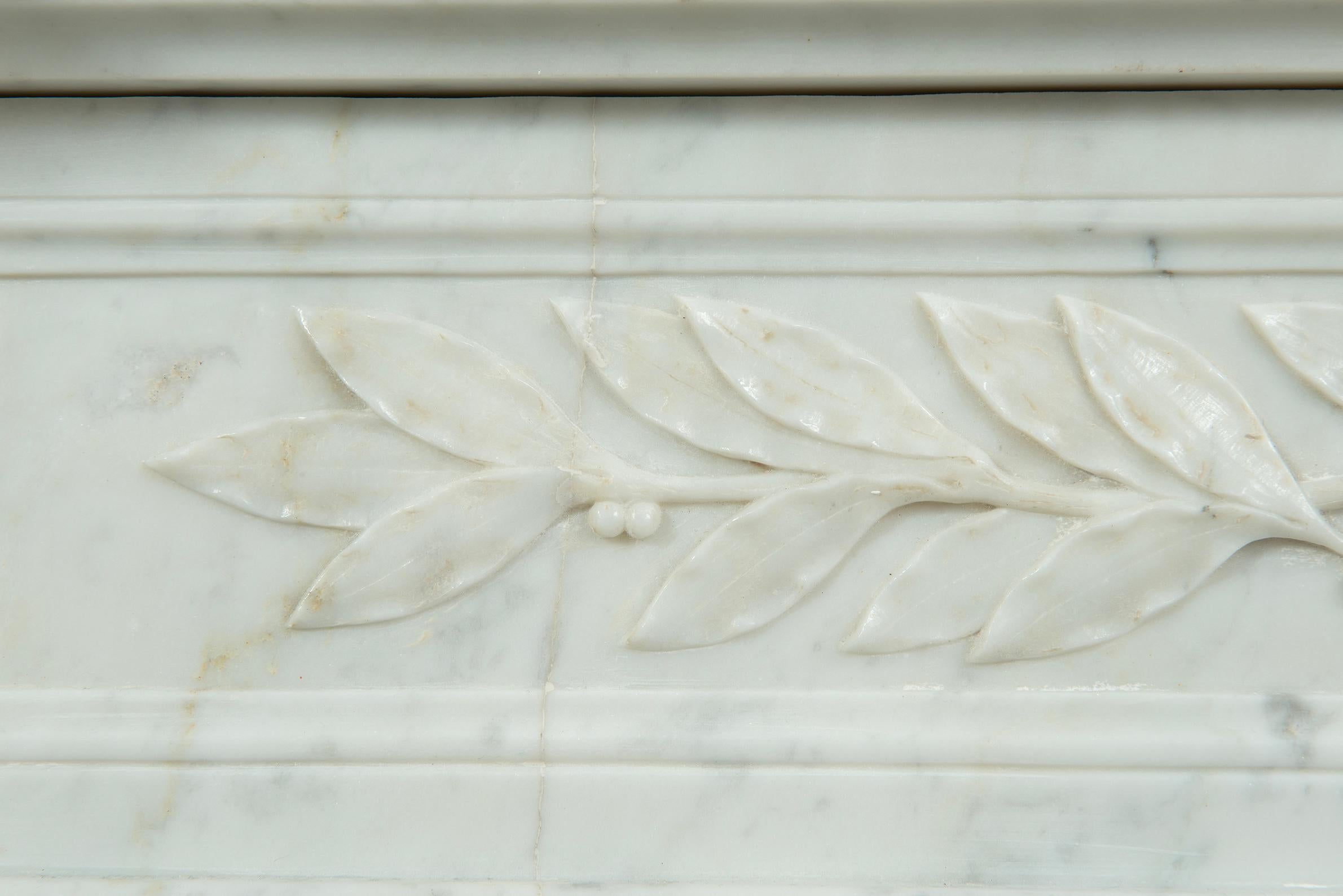 Parisian Carrara Marble Louis XVI Fireplace For Sale 6
