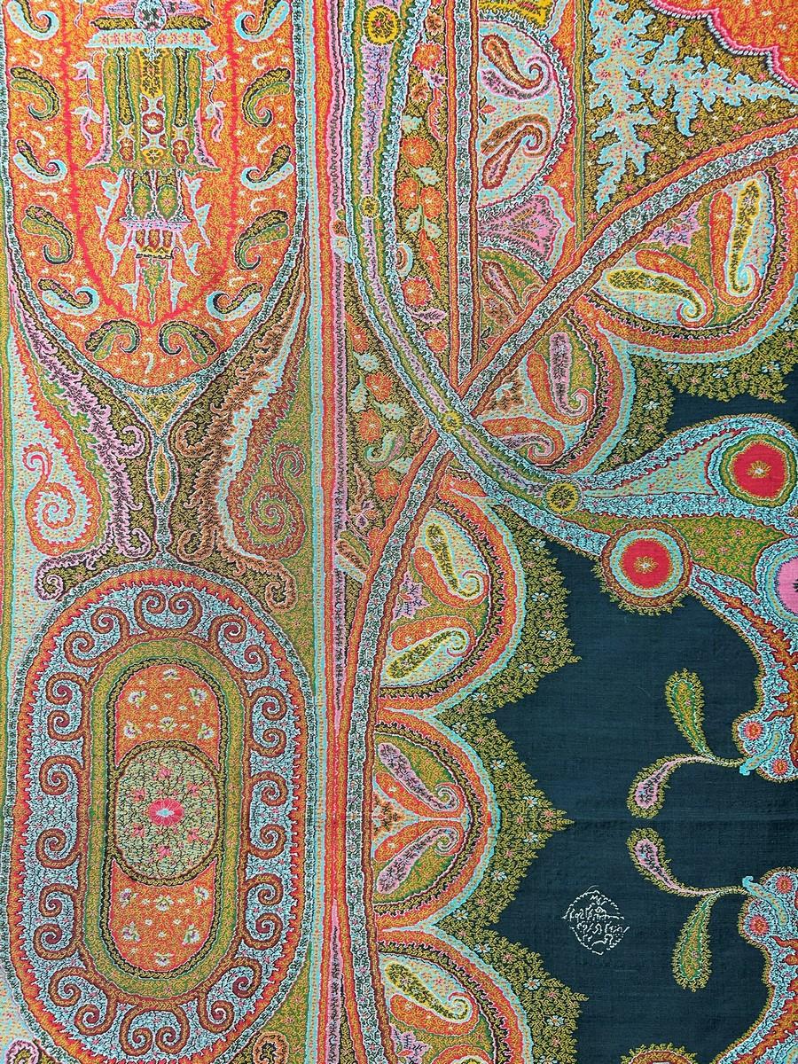 Parisian cashmere Paisley shawl with signature - France Circa 1855 For Sale 10