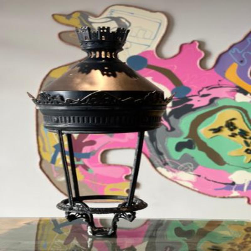 Parisian Cast Iron Lantern, France, 1950s In Good Condition For Sale In Andrézieux-Bouthéon, FR