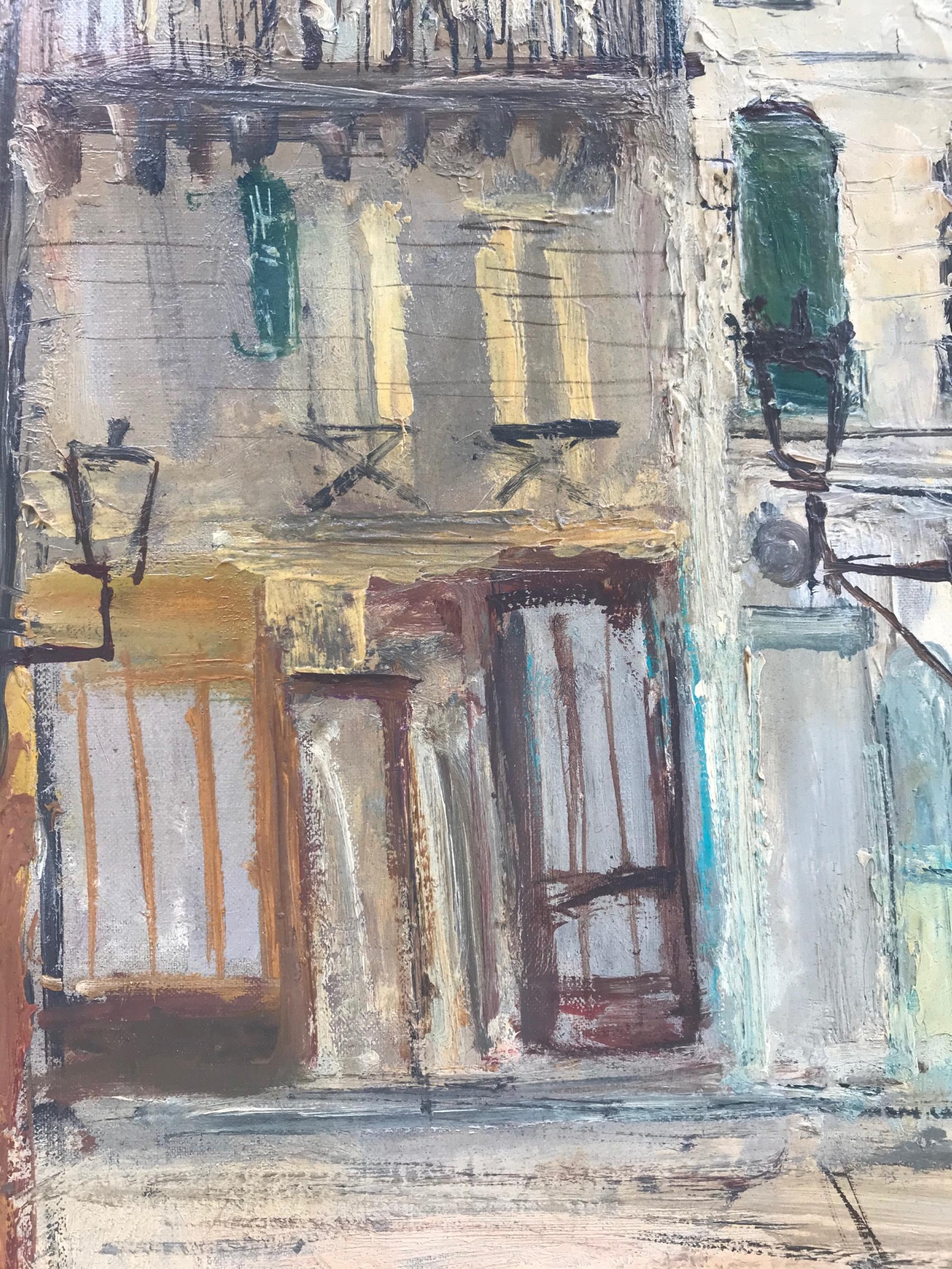 Mid-20th Century Parisian Cityscape, Signed and Framed Oil on Canvas by Serge Belloni For Sale