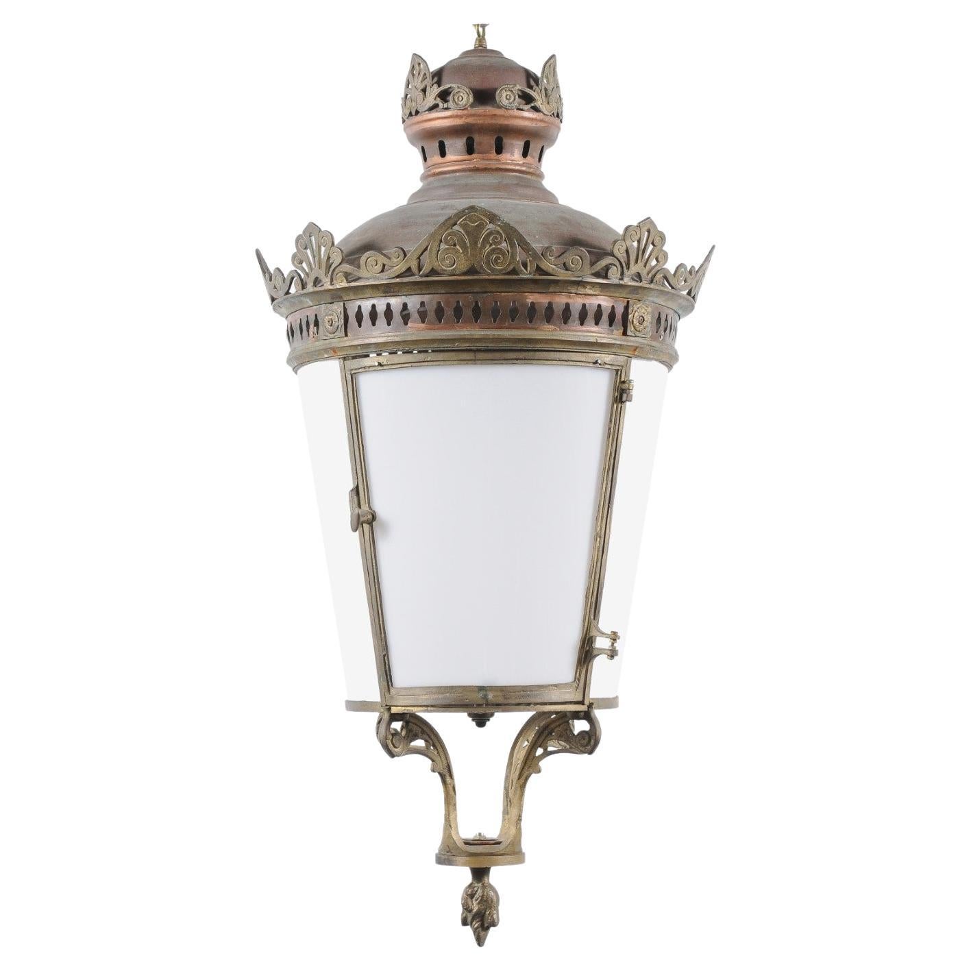Parisian Copper & Bronze Four Light Large Lantern, Late 19th Century