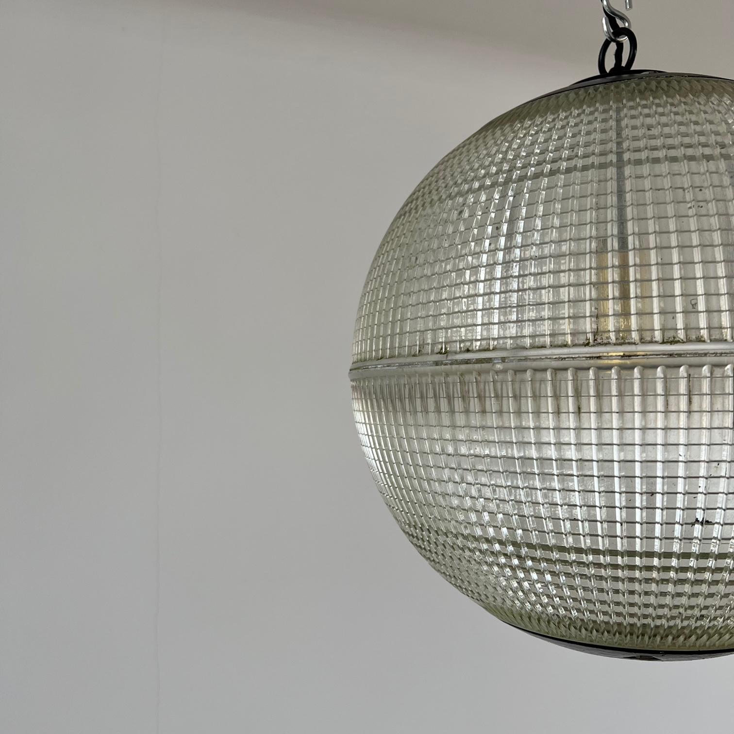 Mid-Century Modern Parisian Glass Holophane Mid-Century Globe Pendant Lights, 'Up to 3 Available'
