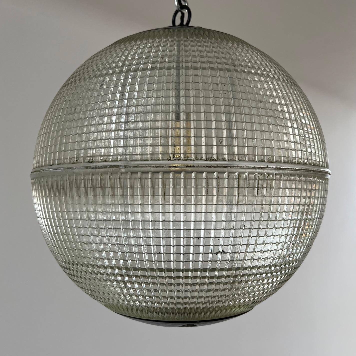 Parisian Glass Holophane Mid-Century Globe Pendant Lights, 'Up to 3 Available' 1