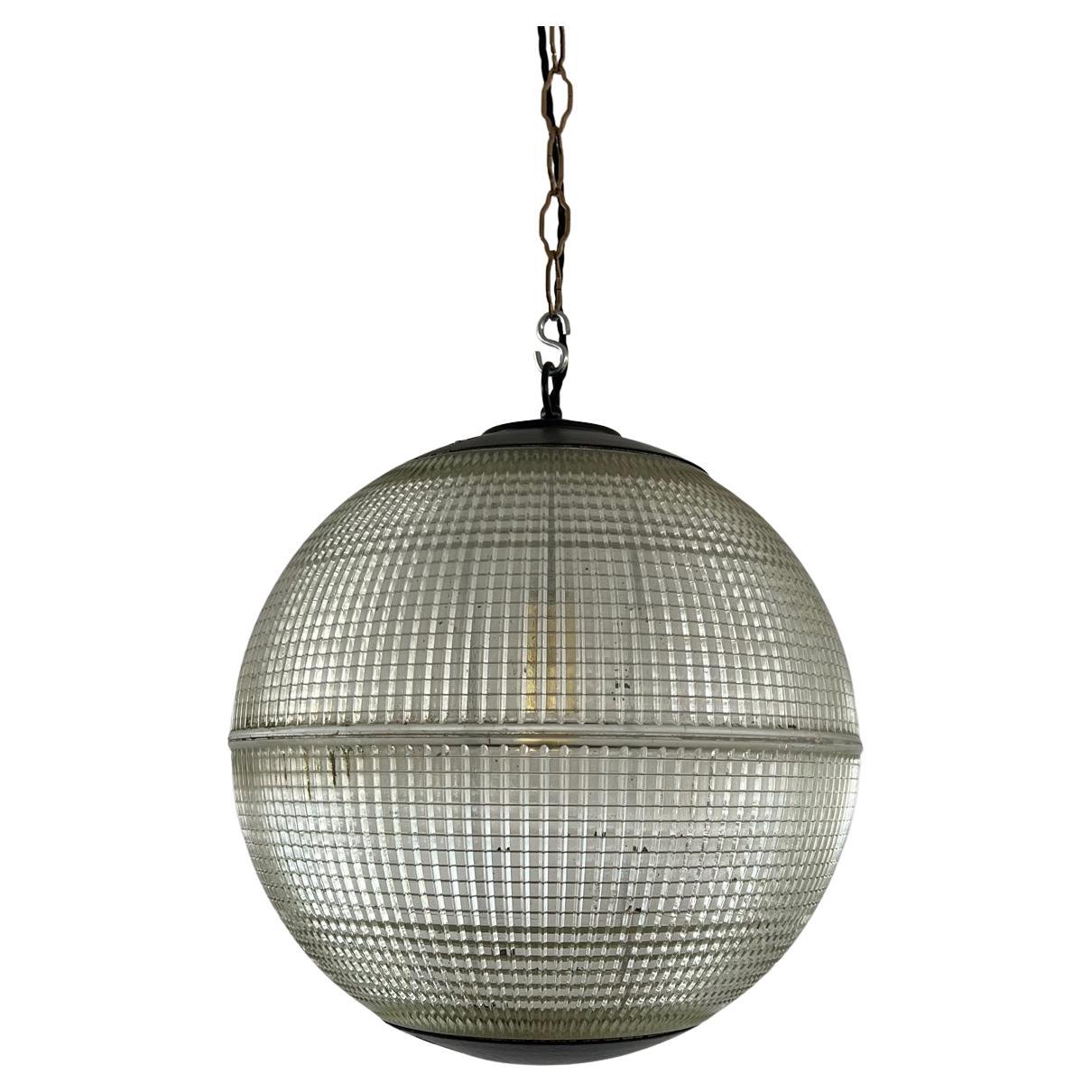 Parisian Glass Holophane Mid-Century Globe Pendant Lights, 'Up to 3 Available'