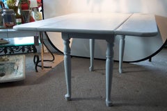 Parisian Gray Painted Rustic Farmhouse Dining Table and Two Rustic Farm Chairs