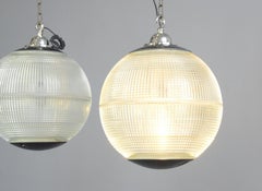 Parisian Holophane Globe Lights, circa 1950s