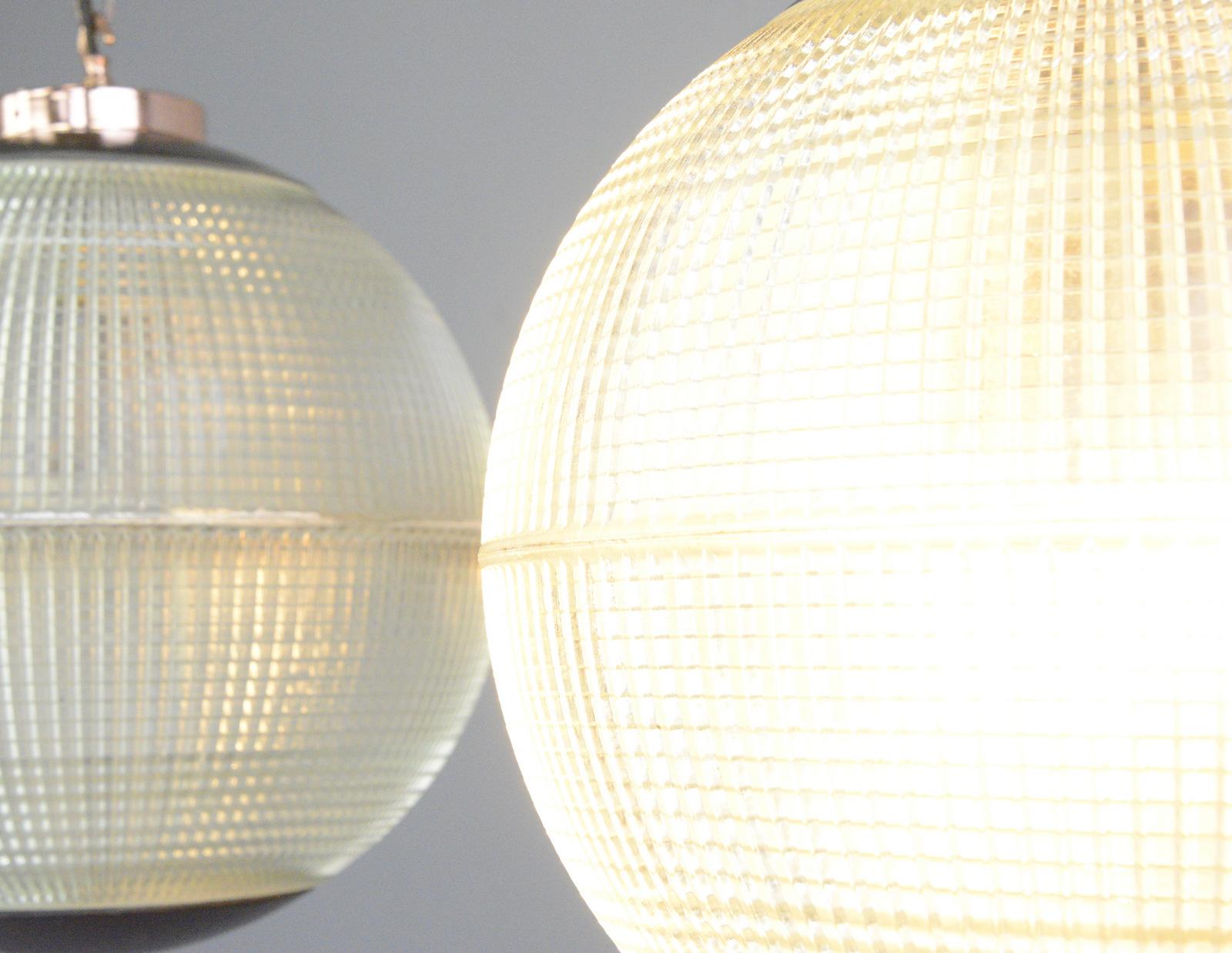 Mid-Century Modern Parisian Holophane Globe Lights, circa 1950s