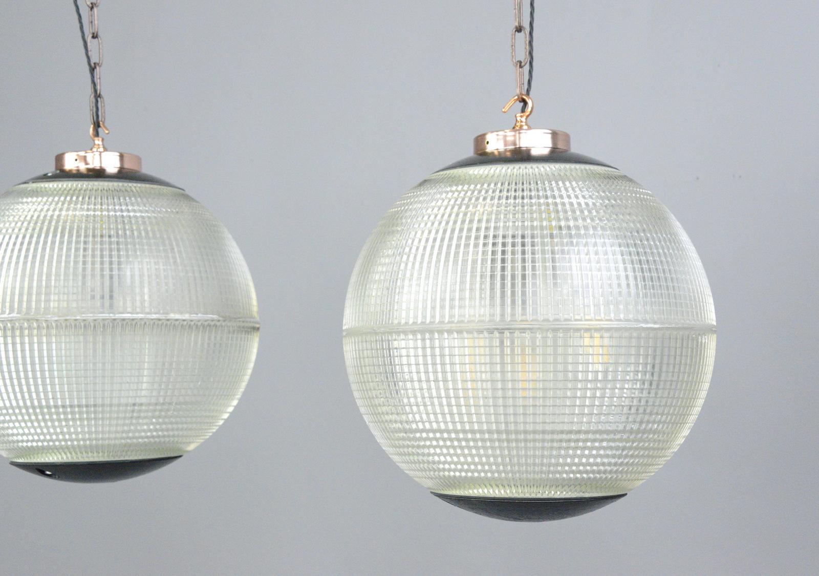 Parisian Holophane Globe Lights, circa 1950s 2