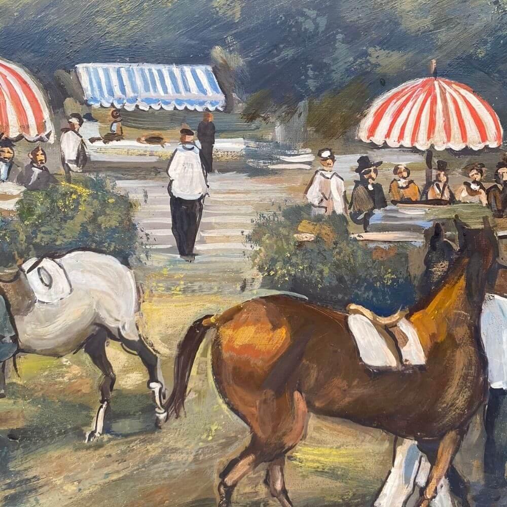 Acrylic Parisian Horse Race - 1920 -  For Sale