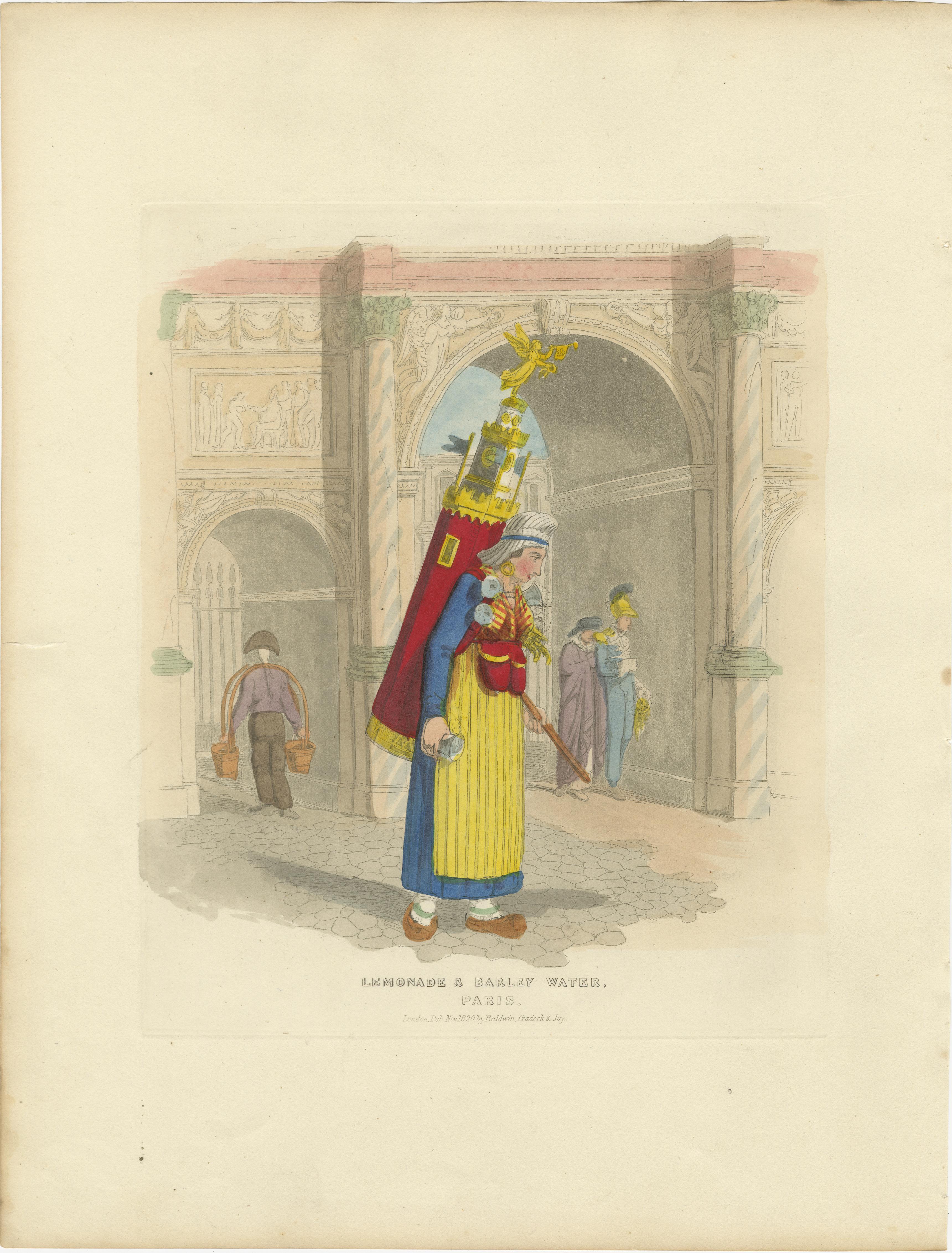 Paris Street Vendors – 1835 Prints of Lemonade Seller & Flower Girl

This exceptional pair of hand-coloured antique prints offers a vivid glimpse into the bustling street life of 19th-century Paris. Published in 1835 by J. Dowding, London, and