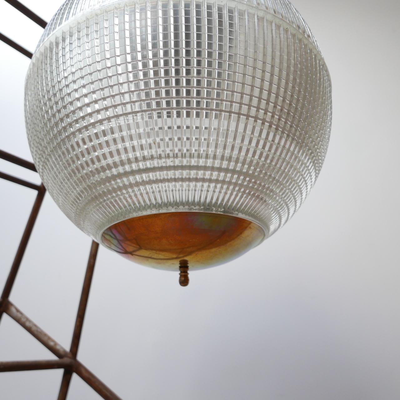 Parisian Mid-Century French Glass Globe Pendant Light In Good Condition In London, GB