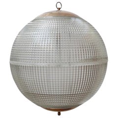 Retro Parisian Mid-Century French Glass Globe Pendant Light