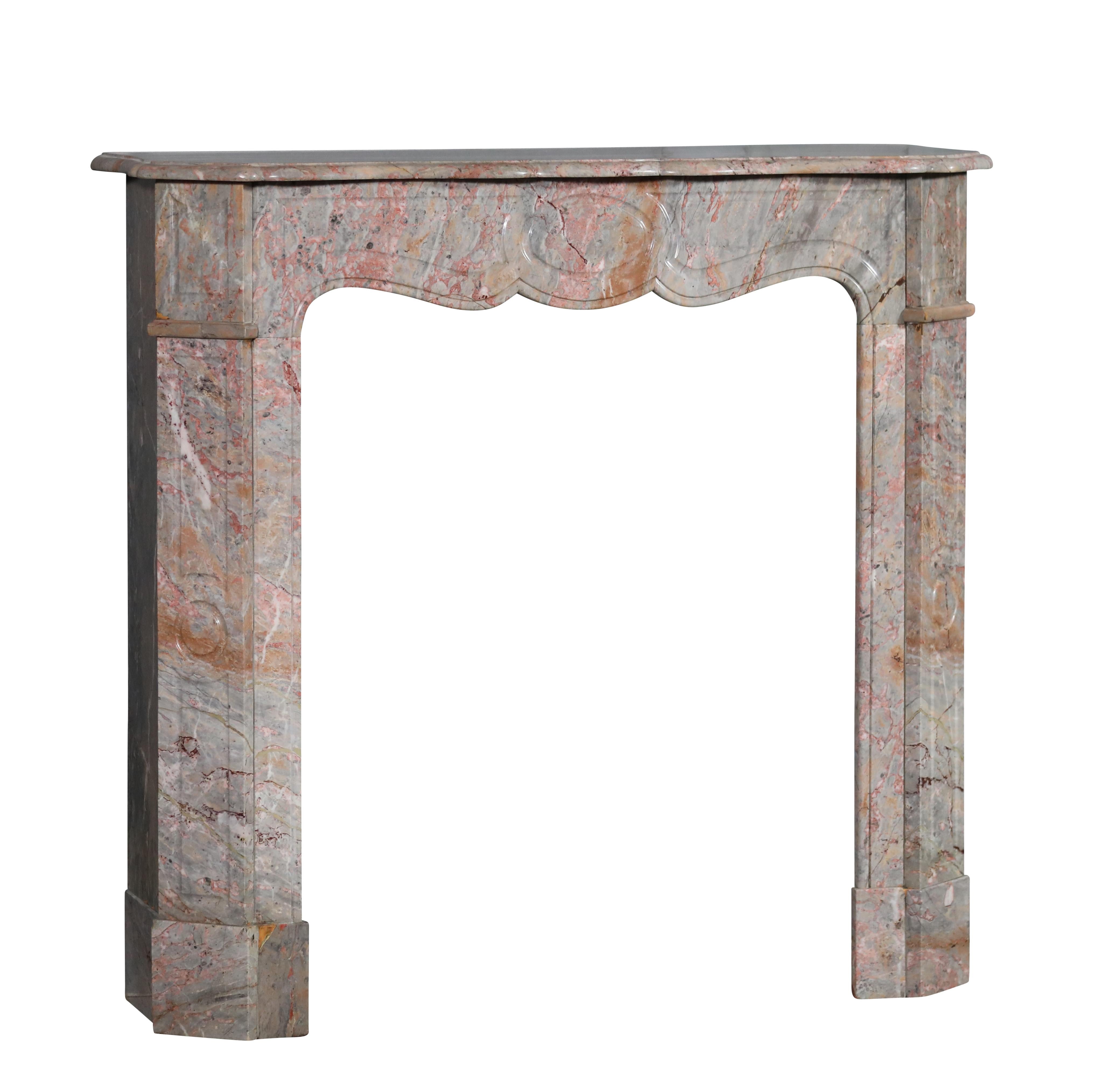 French Parisian Pompadour Pink Marble Fireplace Surround From Paris For Sale