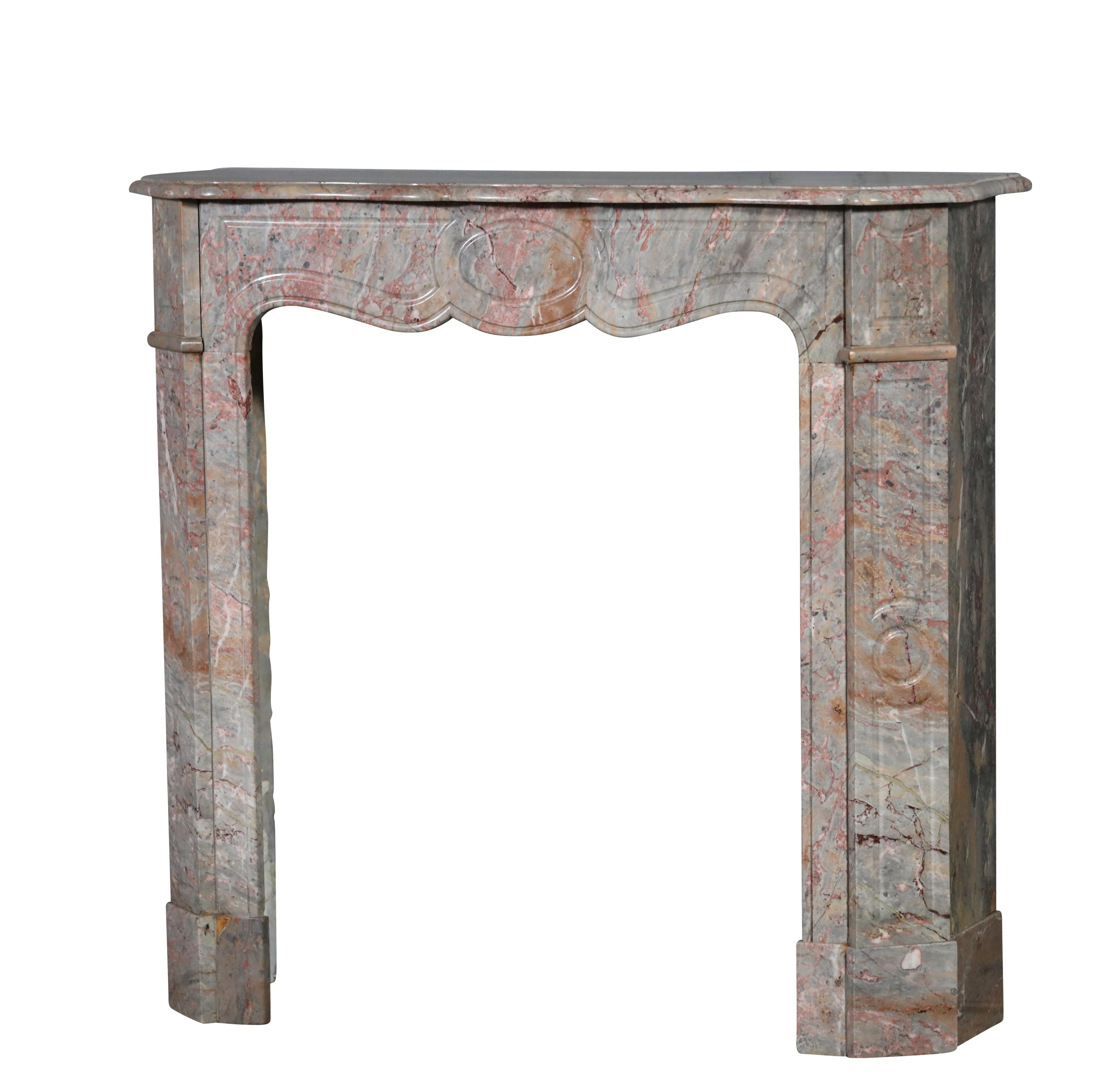 Hand-Carved Parisian Pompadour Pink Marble Fireplace Surround From Paris For Sale