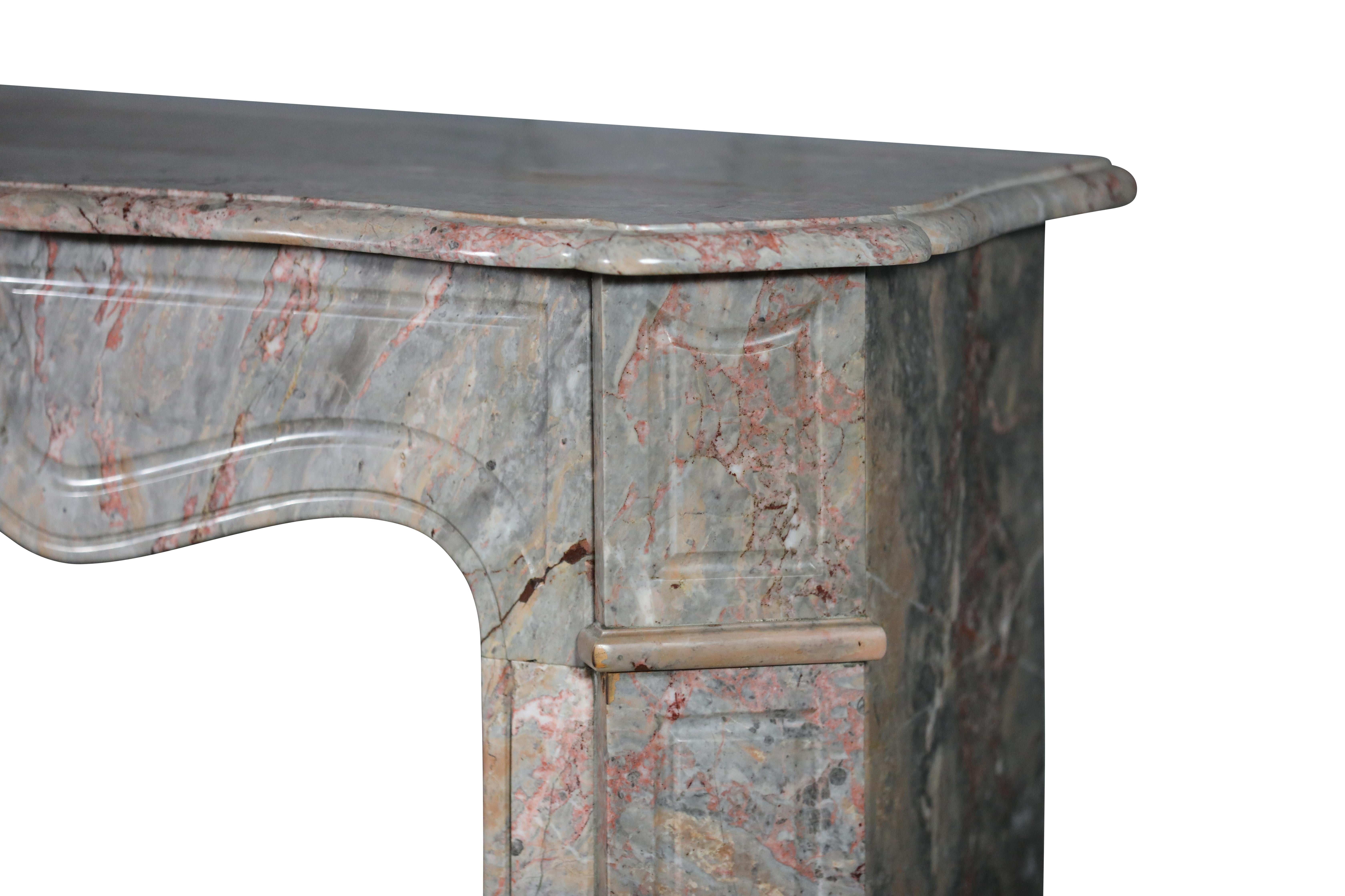 19th Century Parisian Pompadour Pink Marble Fireplace Surround From Paris For Sale