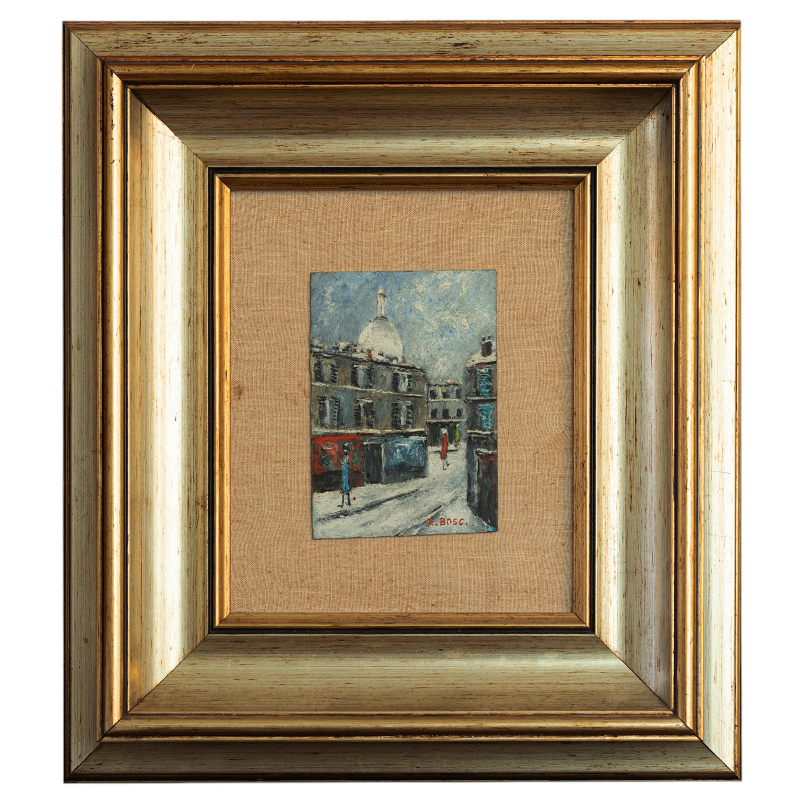 Parisian Post-Impressionist by R. Bosc, Montmartre Scene For Sale