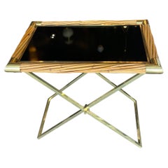 Parisian Rattan and Glass Folding Table