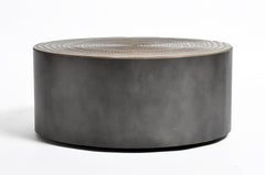 Parisian Round Oakwood Coffee Table with Metal Base