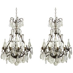 Parisian Second Empire Style Darkened Brass Chandeliers 'Pair'