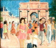 Parisian Street Pastel Painting “Arc De Triomphe, Paris” by Andrè Vignoles