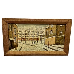 Scena di strada parigina olio su tela di Louis Peyrat