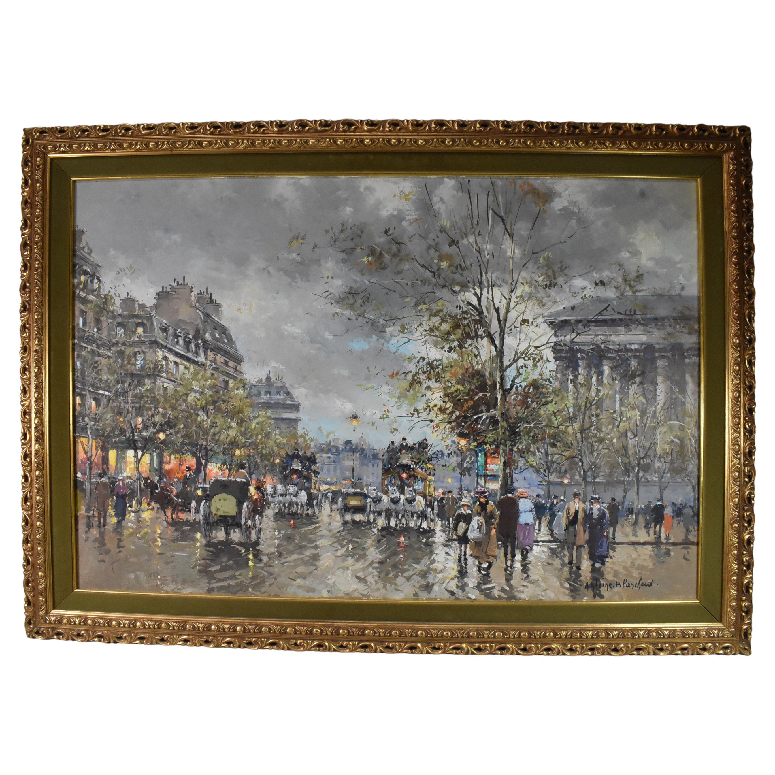 Parisian Street Scene Oil Painting French Artist Antoine Blanchard For Sale