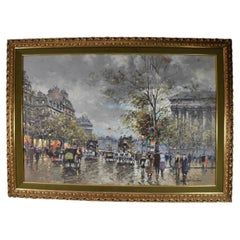 Vintage Parisian Street Scene Oil Painting French Artist Antoine Blanchard