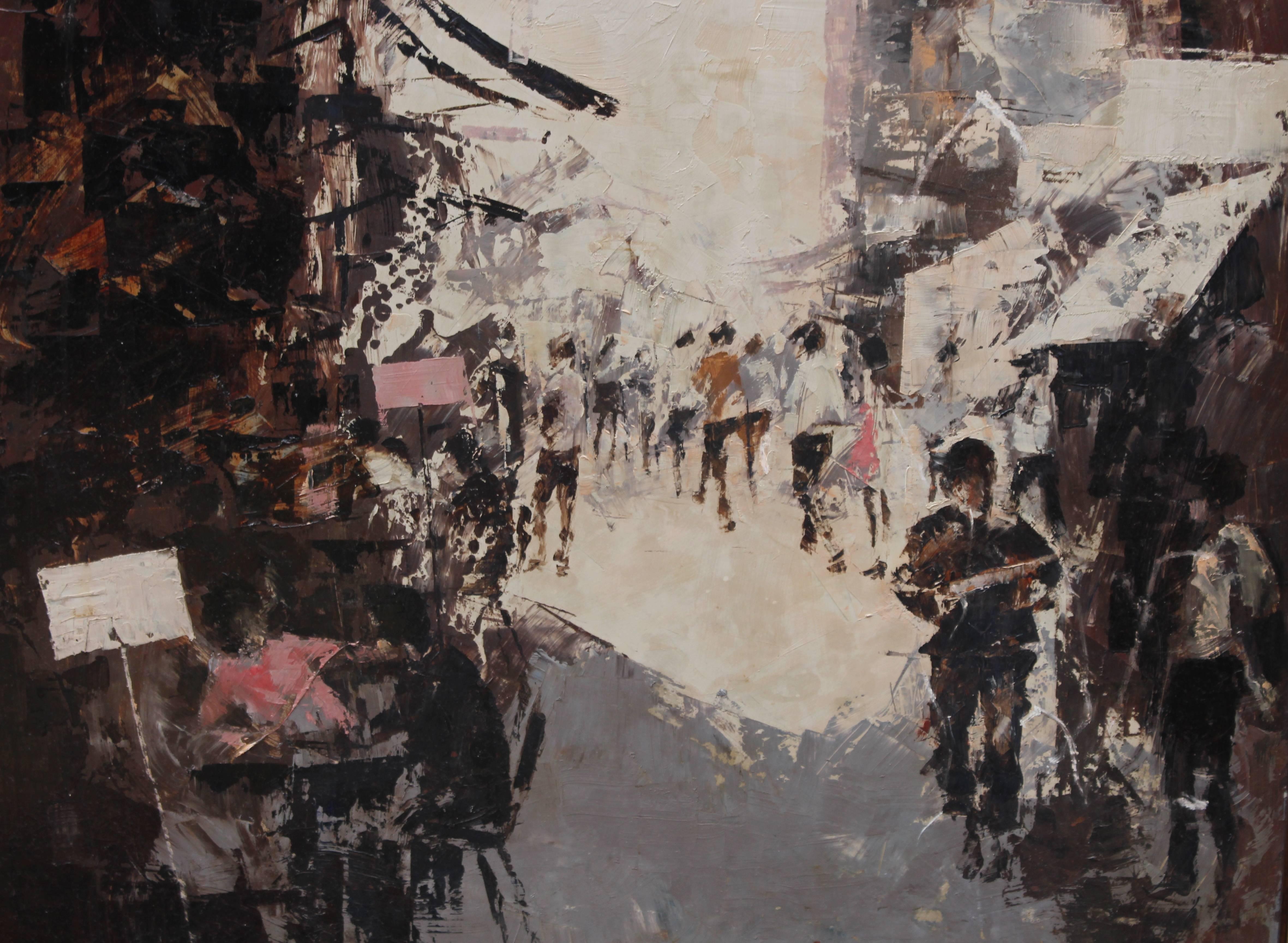 Parisian Street Scene Painting by David Stefan Przepiora Oil on Board 1