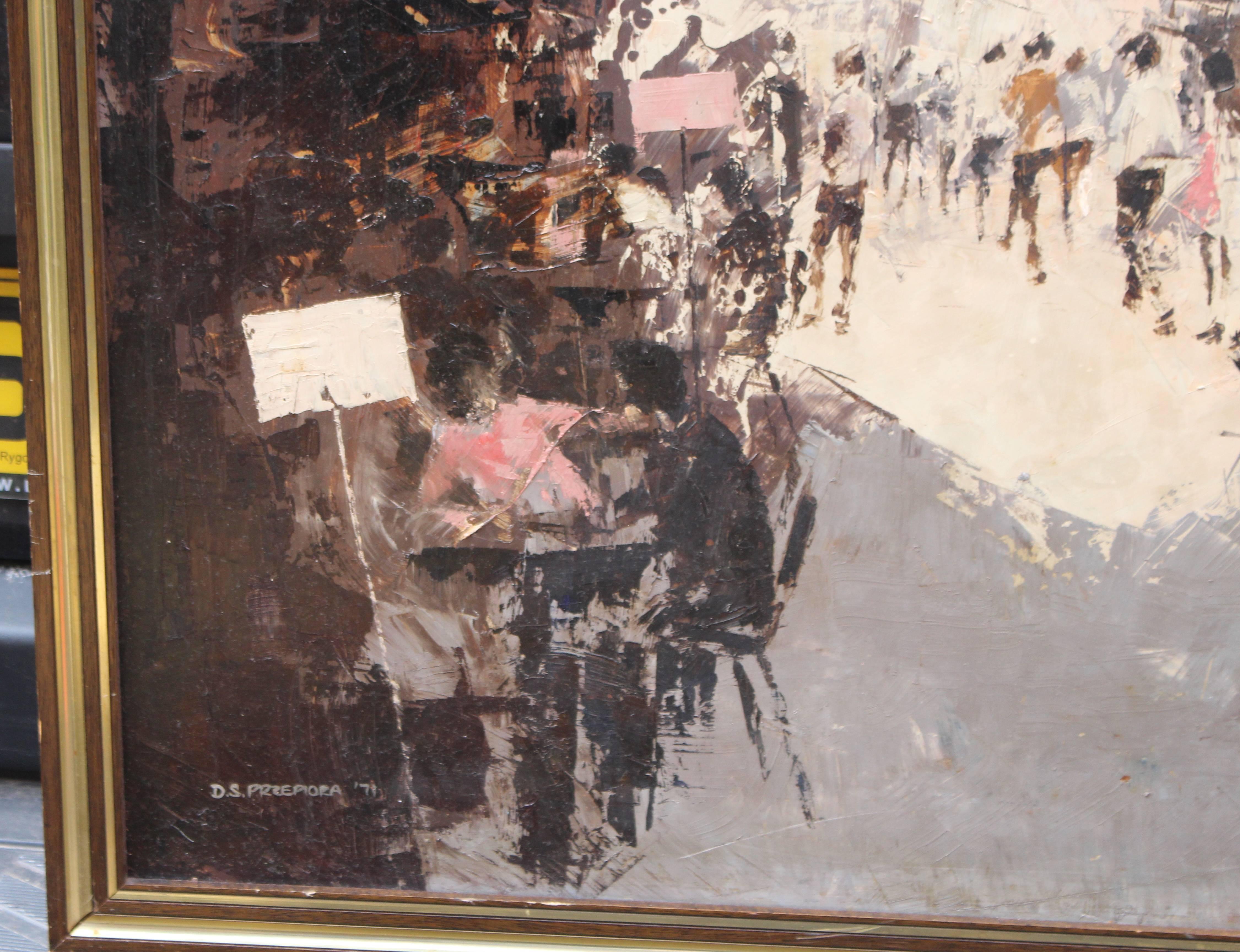 Parisian Street Scene Painting by David Stefan Przepiora Oil on Board 2