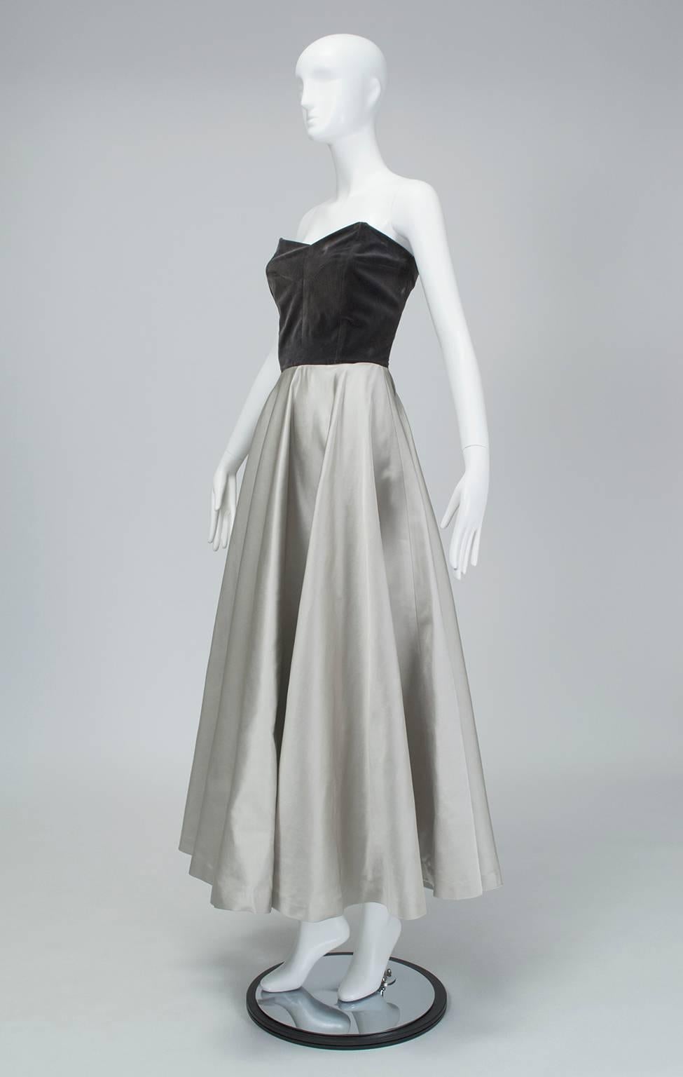 Bespoke Silver and Gray Duchess Satin Strapless Ball Gown, Paris ...