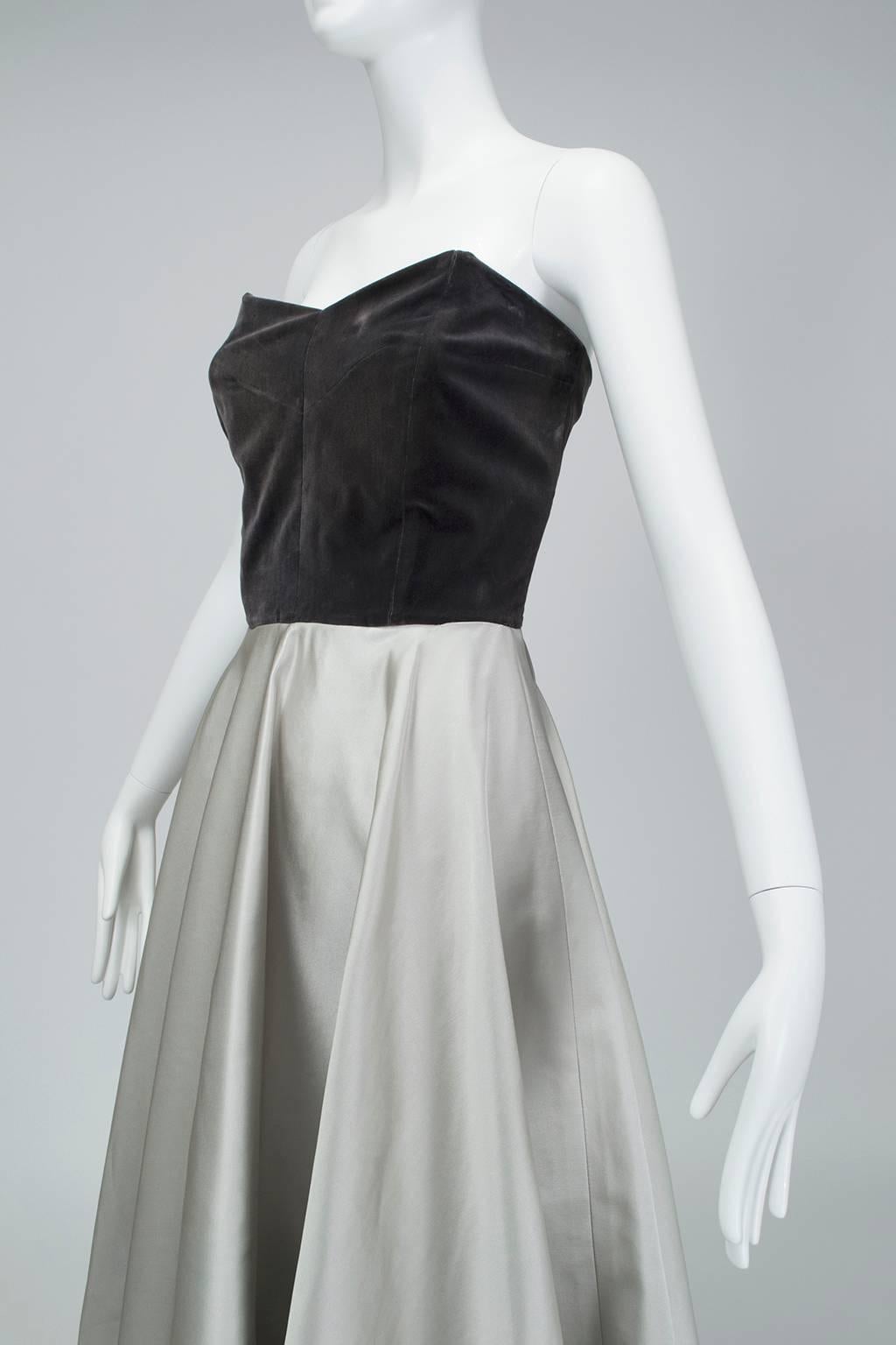 gray strapless dress