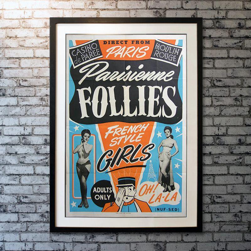 Parisienne Follies, Unframed Poster, 1940's

Original One Sheet (27 X 41 Inches). One Sheet for a short compilation of French can-can dancing and burlesque.

Year: 1940's
Nationality: United States
Condition: Folded-as-Issued
Type: Original
