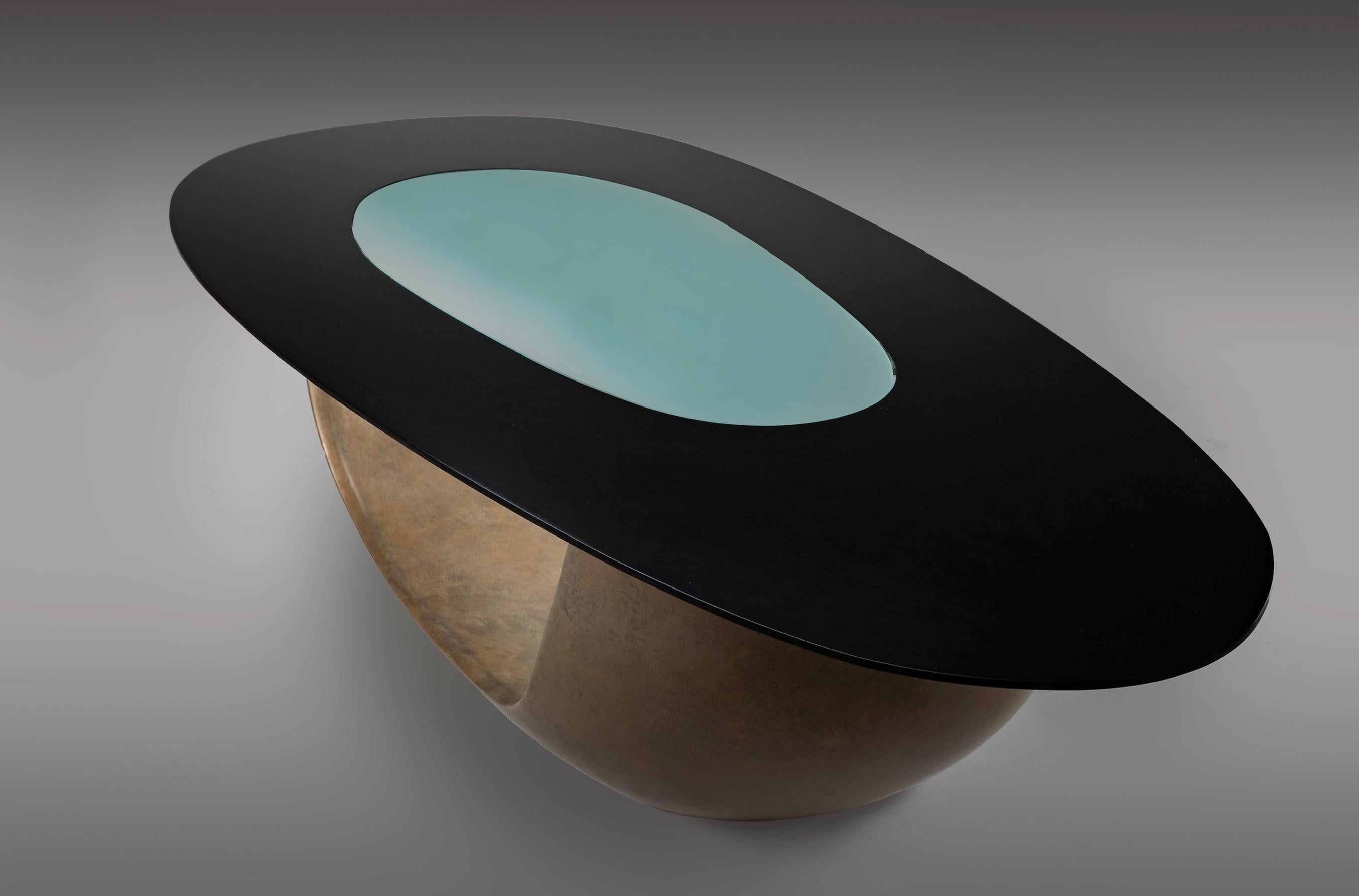 Minimalist PARISII crafted contemporary  Breathe Coffee Table in cold cast bronze For Sale