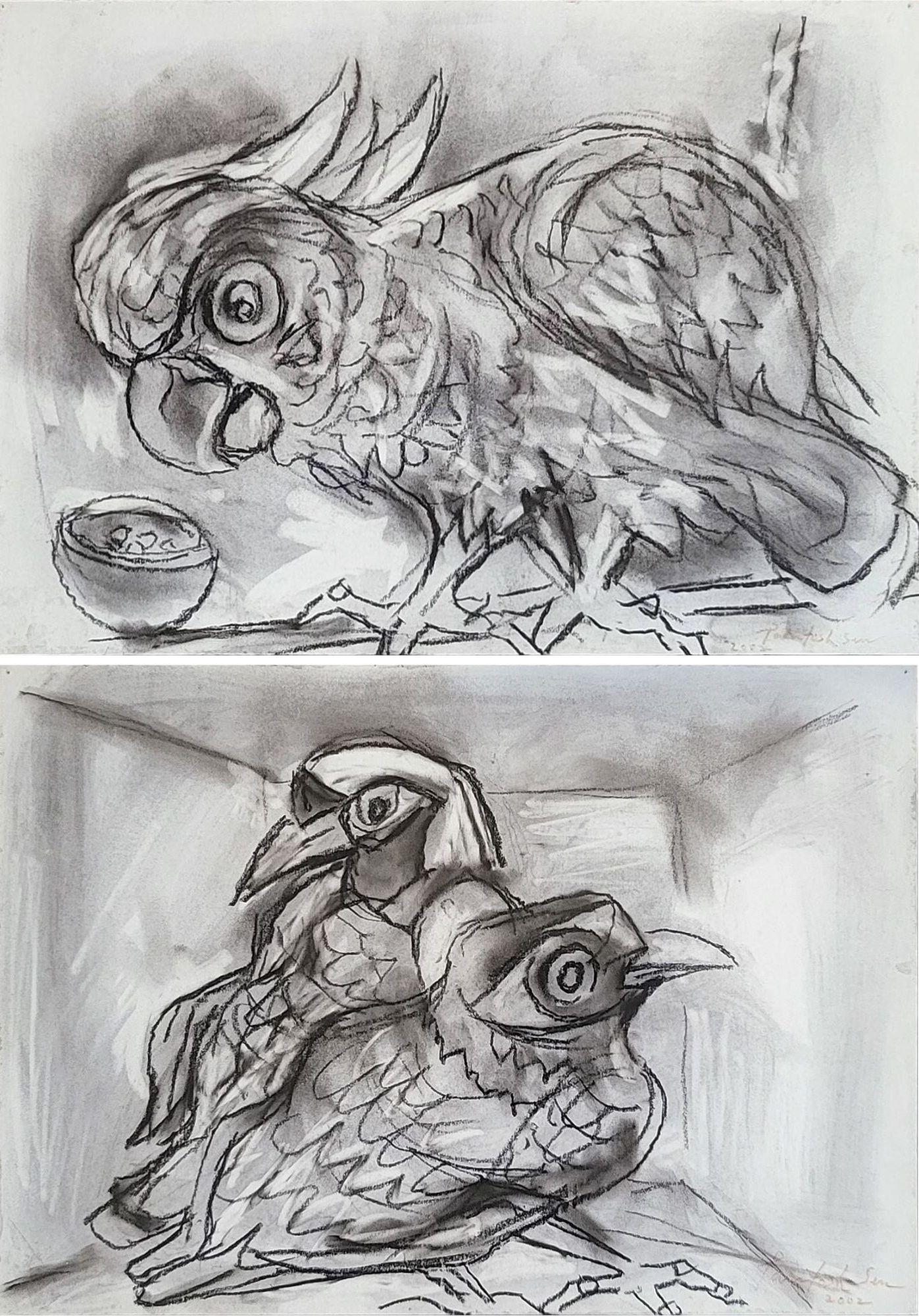Paritosh Sen - Senza titolo - 12 x 18 pollici (senza cornice)
Tecnica mista su carta,  2002, set di 2 opere

Illustratore e pittore, Paritosh Sen è uno dei pittori più celebri del panorama artistico indiano, che ritiene che "il successo di un