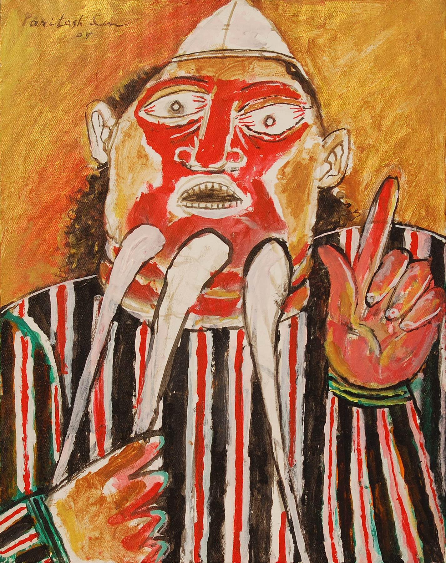 The Rabble Rouser, Acrylic, Red, Yellow, Black by Student of Picasso 